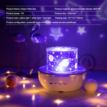 Projektoriaus Lempa Vaikų Miegamasis LED Nakties Šviesos Kūdikių Lempos Dekoro Sukasi Žvaigždėtą Darželio Mėnulis Galaxy Projektorius Spalvinga Mirksi