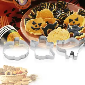 Pyragas Pelėsių Karpymo 3pcs Helovinas Nerūdijančio Plieno Moliūgų Sausainių Cookie Cutters Konditerijos Minkštas Pelėsių Kepimo & Konditerijos Įrankiai