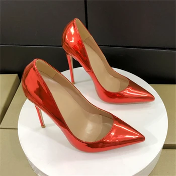 Raudona ženklas batai moterų mados pažymėjo tne 12 cm aukštakulnius prabangus batai šalies ponios batai QP072 ROVICIYA