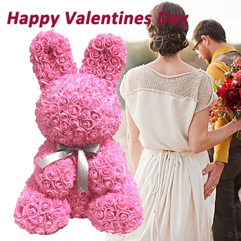 Raudonos Rožės Katytė Valentino Dieną Amžiną gėlių triušis Romantiška Vestuvių, Sužadėtuvių Ceremoniją Šalies Apdaila Valentino Dovanos 2021