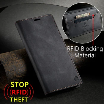RFID Apsaugos Telefono dėklas skirtas iPhone 12 11 Pro MAX X 5 6 7 8 Plius XR SE Lankstymo Retro Magnetinio Odos dangą Su Kortele Kišenėje