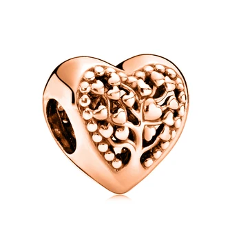 Rose Aukso Širdies Inkrustacijos Cirkonis Putojantis Europoje Žavesio Karoliukai Tinka Originalus Pandora Pakabukai Sidabro Spalvos Apyrankė 