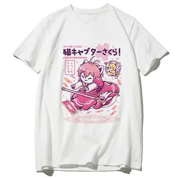 Sakura Magija Mergina cosplay Marškinėlius moterims Anime Kortelės Gūstītājs T-shirt Juokinga Viršūnes Harajuku Grafinis Tees Elegantiškos Moters Tshirts
