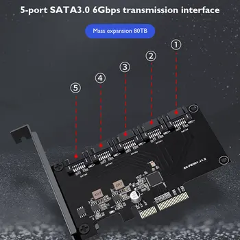 SATA 3.0 PCIE Card Adapter PCI Express, SATA Plėtros Kortelę ar 5 Uostą SSD HDD Kietojo Disko Adapteris Keitiklis Dėžutę
