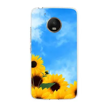 Saulėgrąžų Gėlių Telefono Shell Moto G5 G5S G6 Žaisti G7 Galia Atveju, Motorola X4 E5 E6 Plius Padengti G8 G9 Silikono Coque