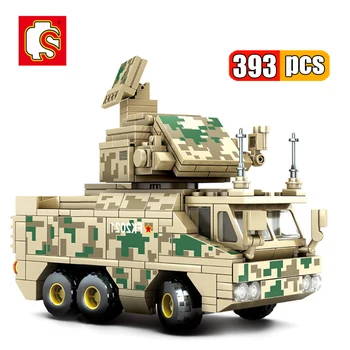 SEMBO 393Pcs Karinės Serijos Kinijos Armijos HQ-17A priešlėktuvinės Raketų Transporto priemonės Blokai SWAT Puolimą Šarvai Automobilių Plytų Žaislai