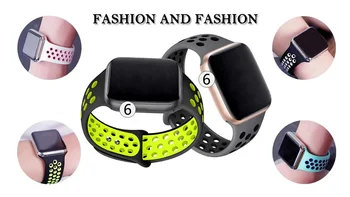 Silikono Dirželis Apple Watch band 44mm 40mm 42mm 38mm Kvėpuojantis correa smartwatch riešo Sporto apyrankę iWatch serie5 4 3 6 SE