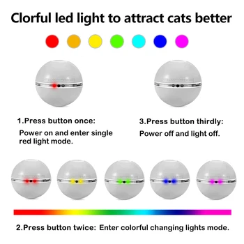 Smart Interaktyvi Katė Žaislas Kamuolys spalvotu LED Savaime Sukasi Kamuolys Su Katžolių Bell Plunksna, USB Įkrovimo Katė Ball Žaislas Dropship