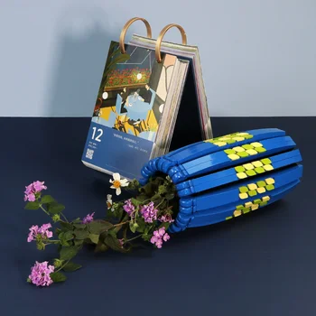 Spalvinga Plačiai Burnos Vaza, Gėlės, Puokštės Įrenginių Statyba Blokai Apdailos SS Žiedų Ornamentais Modelis Plytų Vaikai 