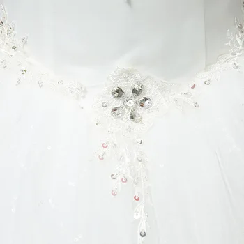 Spalvingi Appliques Kristalų Blizgančiais Nėrinių Krašto Bakas Gelinlik Rankovių Paprastas Baltas Dramblio Kaulo Vestidos De Noiva Korėjos Stiliaus Suknelės