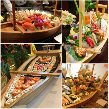 Suši valtis featuring sashimi medinė valtis labai didelis Japonija Stiliaus ir Korėjos virtuvė, švediškas stalas woodware valtis suši mediniai dragon boat