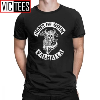 Sūnūs Odin Valhalla Skyrius Vikingai T-Shirt Vyrams Odin Viking Laisvalaikio Grynos Medvilnės Marškinėlius Negabaritinius
