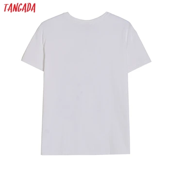 Tangada 2021 Moterų Emboridery Baltos Medvilnės Marškinėliai trumpomis Rankovėmis Ponios Atsitiktinis Marškinėliai, High Street Wear Viršuje 4H42