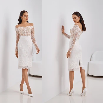 Trumpos Vestuvinės Suknelės Valtis Kaklo 2021 Balto dramblio kaulo Nuotakos Suknelė Balta Nuotakos Suknelės, Aukštos kokybės Satino Vestuvės Dress