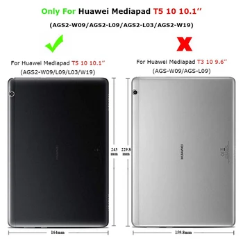 Ultra Slim PU Odos Atveju Huawei MediaPad T5 AGS2-W09/L09/L03/W19 10.1 colių padengti huawei mediapad T5 10 atveju+FILMAS+RAŠIKLIS