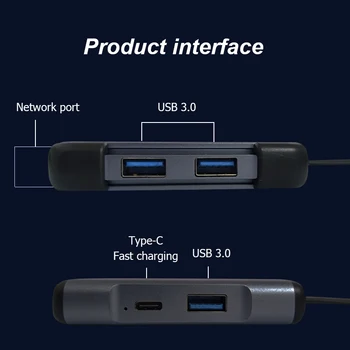 USB C Hub Usb 3.0 Hub PD Įkrauti Mobiliojo telefono stovas RJ45 Gigabit Ethernet 
