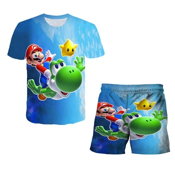Vaikai Marškinėliai Lenktynių Modelio Spausdinimo Mario 3D Marškinėliai Berniukams, Mergaitėms Juokinga Hip-Hop Streetwear Harajuku Klasikiniai Žaidimai Streetwear