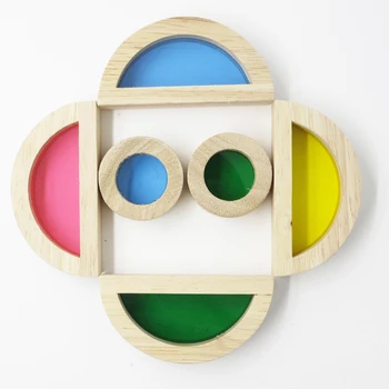 Vaikų Ikimokyklinio Montessori Spalvingi Mediniai Blokai Žaislų Rinkinys Krovimas Žaidimas