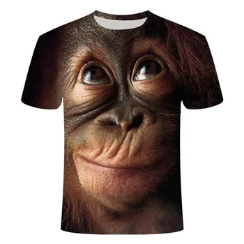 Vasaros Atsitiktinis Vyrų ir Moterų 3D Atspausdintas T-shirt Juokinga Dizaino Juokingas Mielas Gyvūnų Beždžionių Gorilos Vasaros Naują Stilių 2021
