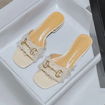 Vasaros moterų sandalai 2021 mados dizaineris lauko laisvalaikio mada šlepetės Su žemo batai moterims, Su mažai mulų dydis 41-43