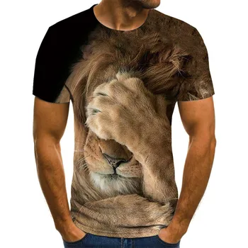 Vasaros naują 3D spausdinimo t-shirt Liūtas Vyrų ir moterų laisvalaikio t-shirt mados mados jaunas gražus t-shirt viršų