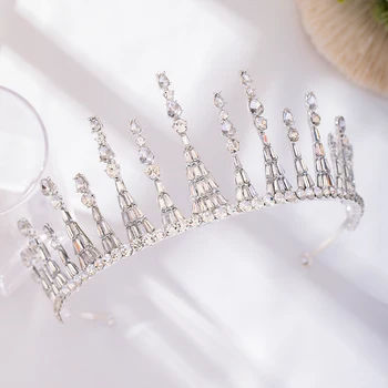 Vestuvių baroko crystal crown Tiara Nuotakos plaukų aksesuarų, Sidabro spalvos Vainikėliai Prom Nuotakos Šukuosena, Plaukų Papuošalai, papuošalai