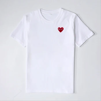 Vetement Femme 2021 korėjos Mados Medvilnės Širdies Formos trumpomis Rankovėmis Tees Estetinės Drabužius T-shirt