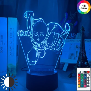 Vienas Smūgis Vyras Saitama Pav Led Nakties Šviesos Lempų, skirtų Namų Puošybai naktinė lempa Kietas Manga Parduotuvėje Dekoro Idėjų Lentelė 3d Šviesos
