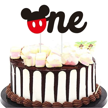 Vienerių metų Gimtadienio Tortas topper kūdikių naudai neaustinis audinys Disney Mickey Mouse tortas Šalis Atostogų Reklama Šalis topper dekoras