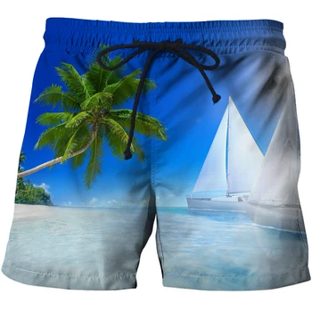 Vyriški Paplūdimio Šortai Jūros Sky 3D Spausdinimo Streetwear Gamtos Peizažas Mados Sportinę Valdybos Šortai Vyriškos Trumpos Kelnės Kelnės Drabužiai