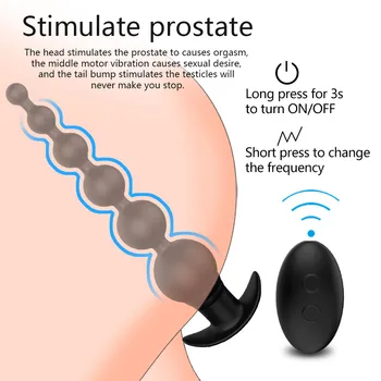 Vyrų Prostatos Masažas USB Silikono Butt Plug Stimuliatorius Belaidžio Nuotolinio Valdymo Analinis Granulės Vibratoriai Sekso Žaislas, skirtas Žmogus Gėjų Moterims