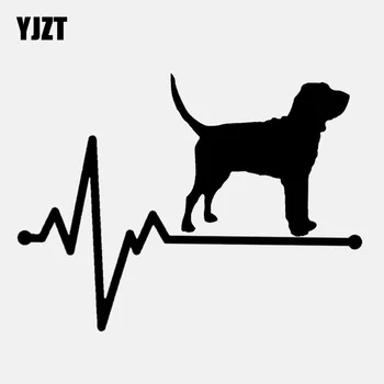 YJZT 15.5 CM*11.7 CM Bloodhound Gyvybės Širdies Vinilo Juoda/Sidabrinė Automobilių Lipdukas C22-1128