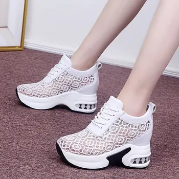 Zapatillas mujer laisvalaikio bateliai moterims 2021 akių orui batai vasaros nėriniai sportbačiai moterims stambusis sportbačiai platforminiai batai