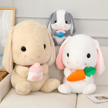Zqswkl pliušinis žaislas ausies kawaii triušis ridikas white rabbit minkšta pagalvėlė didelis, mielas kimštiniai žaislai mergaitėms, gimtadienio, kalėdų dovana
