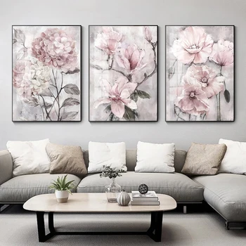 Šiaurės Pink Gėlių Paveikslai Tapyba Gėlių Plakatai ir Spausdina Sienos Menas Nuotraukas Kambarį Namo Sienų Apdaila Cuadros
