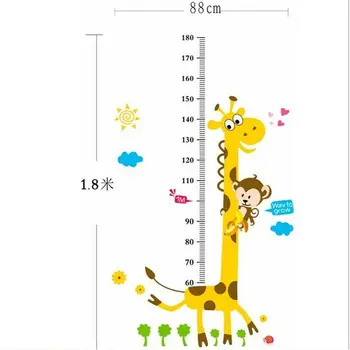 Žirafa, Beždžionė Animacinių Filmų Aukštis Priemonė Sienų Lipdukai Vaikų Kambario Augimo Diagrama Vaikų, Miegamojo, Vaikų Darželio Kambario Dekoro Sienos Lipdukas