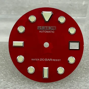 Žiūrėti Dalys 28,5 mm Raudonas Ratukas Žalios Šviesos Ženklai Data Langą Žiūrėti Dial Tinka NH35 Automatinis Judėjimas