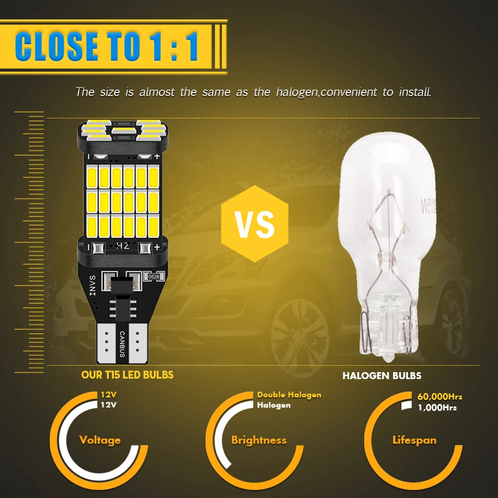 LED atbulinės eigos lempučių komplektas T15 W16W Canbus - Xenauto